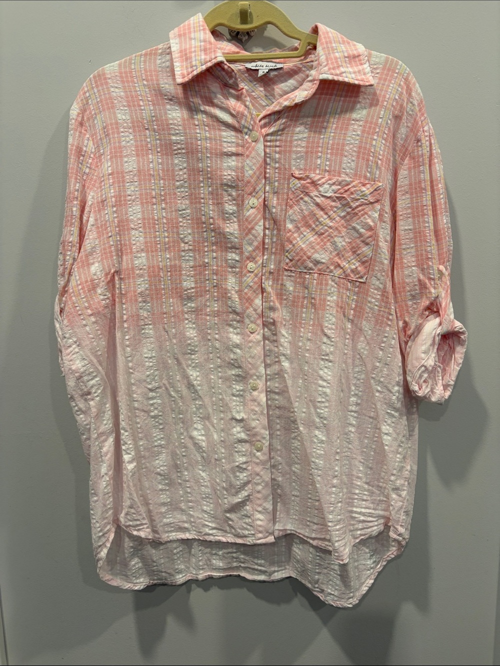 white birch Pink & White Striped Button-Front Shirt